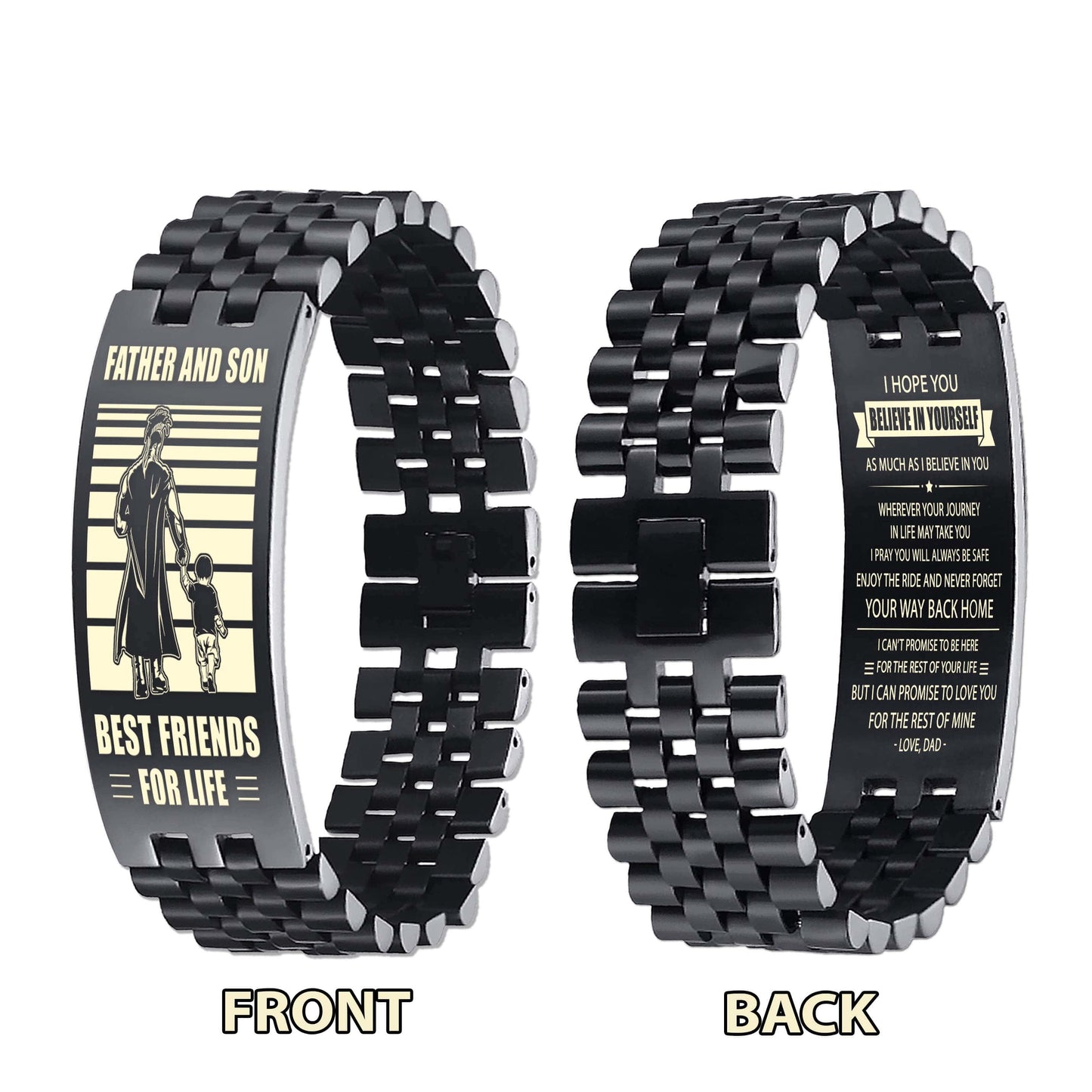 Viking WBH Personalized Double Sided Bracelet Father And Son Best Friends For Life - Message on the back side
