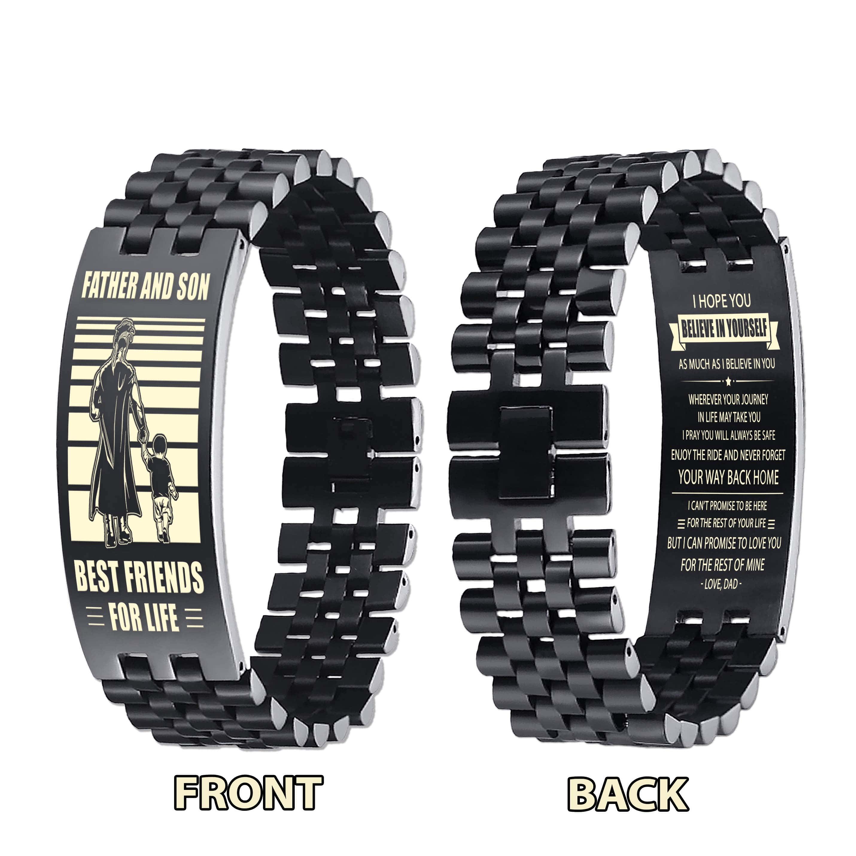 Viking WBH Personalized Double Sided Bracelet Father And Son Best Friends For Life - Message on the back side