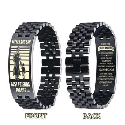 Viking WBH Personalized Double Sided Bracelet Father And Son Best Friends For Life - Message on the back side