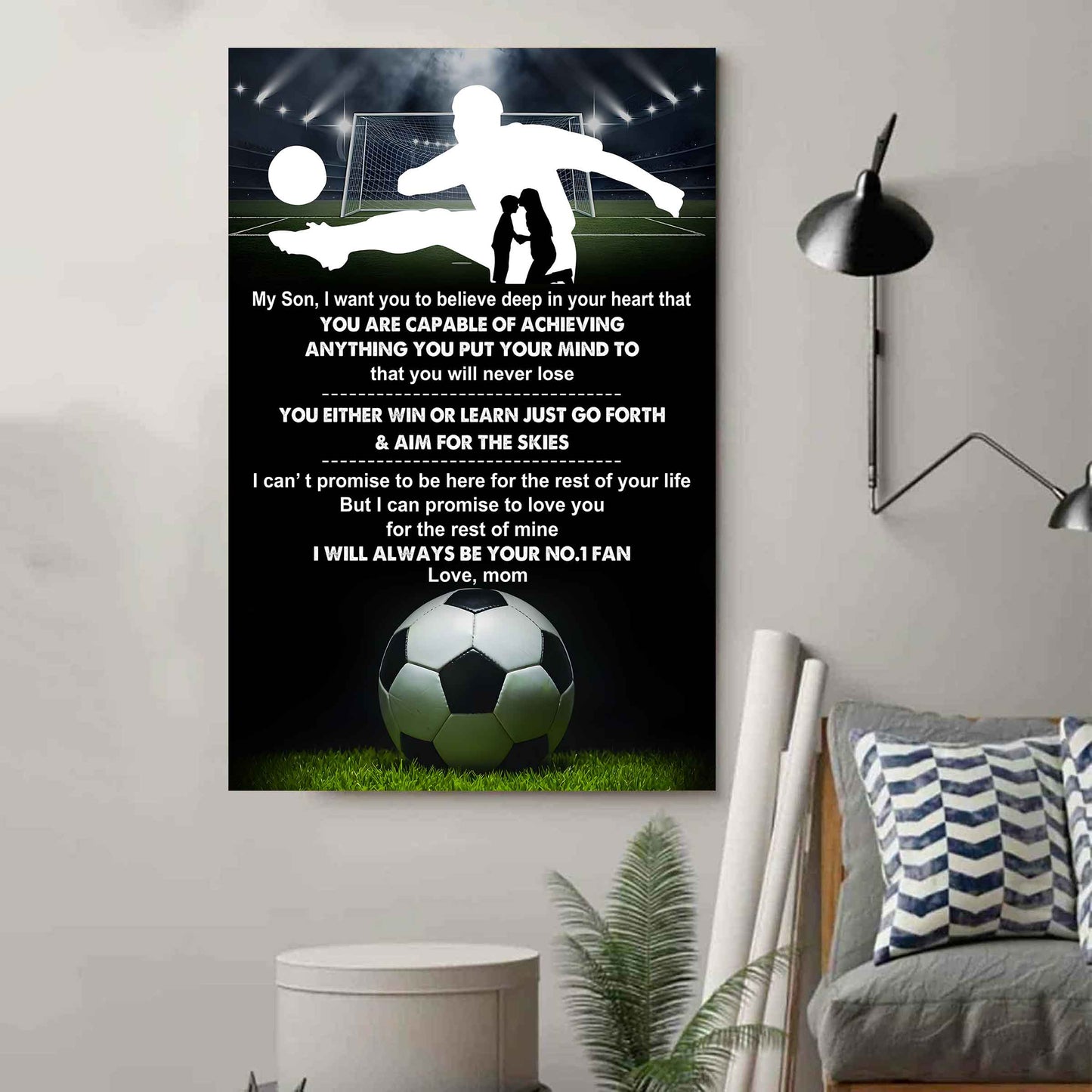 Baseball Poster Canvas Mom To Son - You Will Never Lose You Either Win Or Learn I Will Always Your No 1 Fan