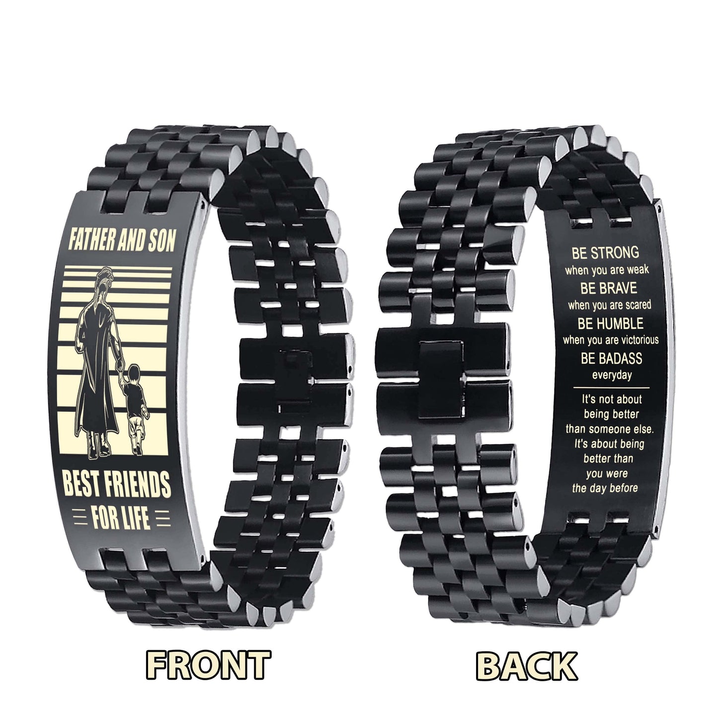 Viking WBH Personalized Double Sided Bracelet Father And Son Best Friends For Life - Message on the back side