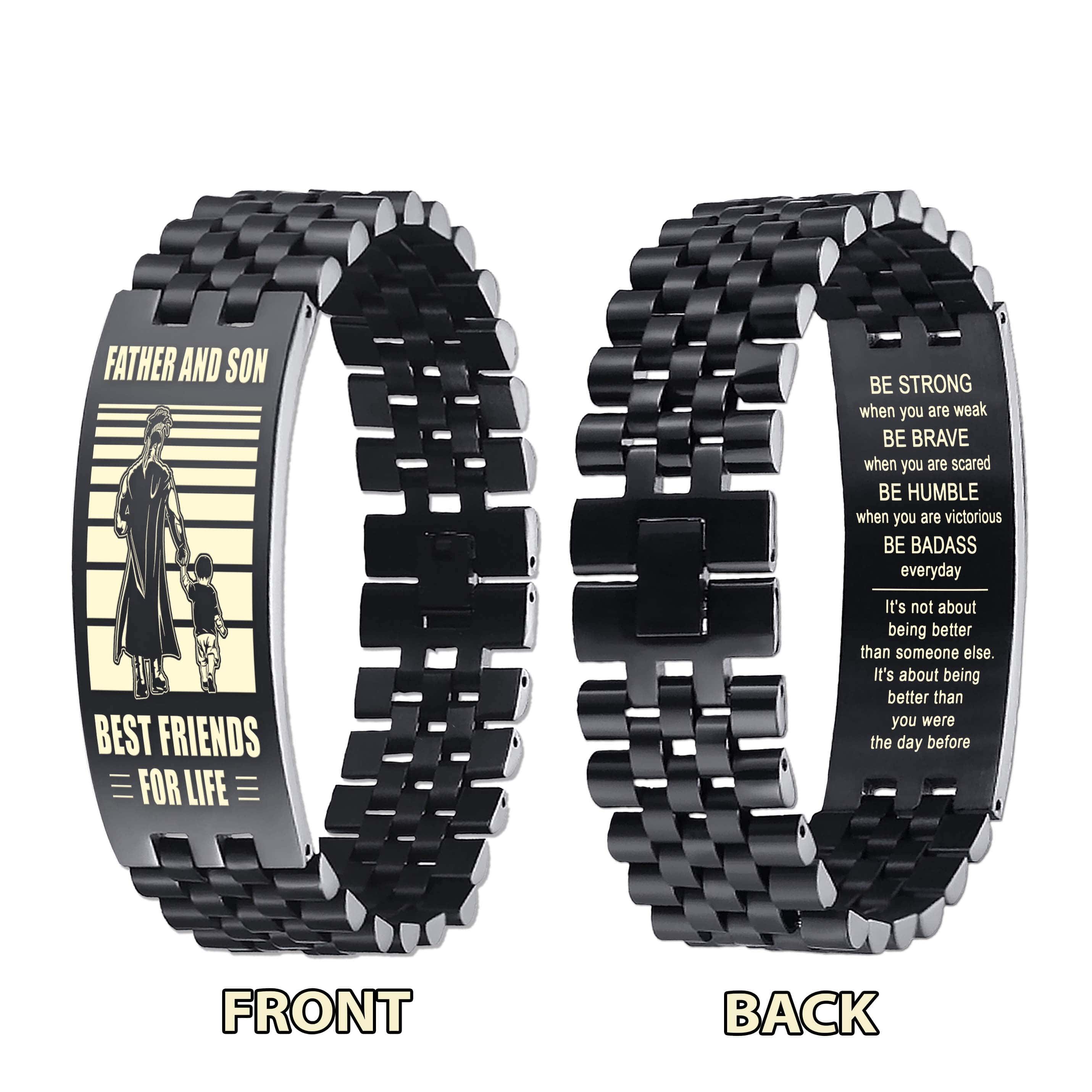 Viking WBH Personalized Double Sided Bracelet Father And Son Best Friends For Life - Message on the back side