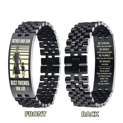 Viking NVL Personalized Double Sided Bracelet Father And Son Best Friends For Life - Message on the back side