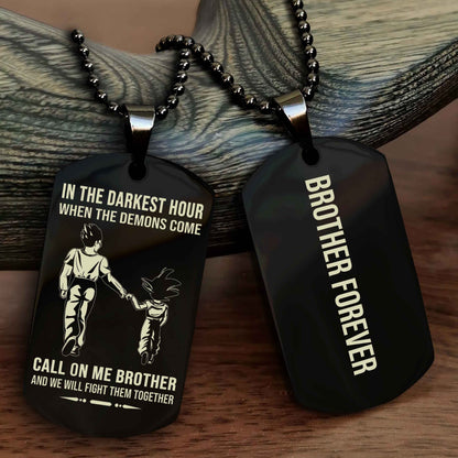Biker Customizable engraved black dog tag double sided gift from brother, brother forevers