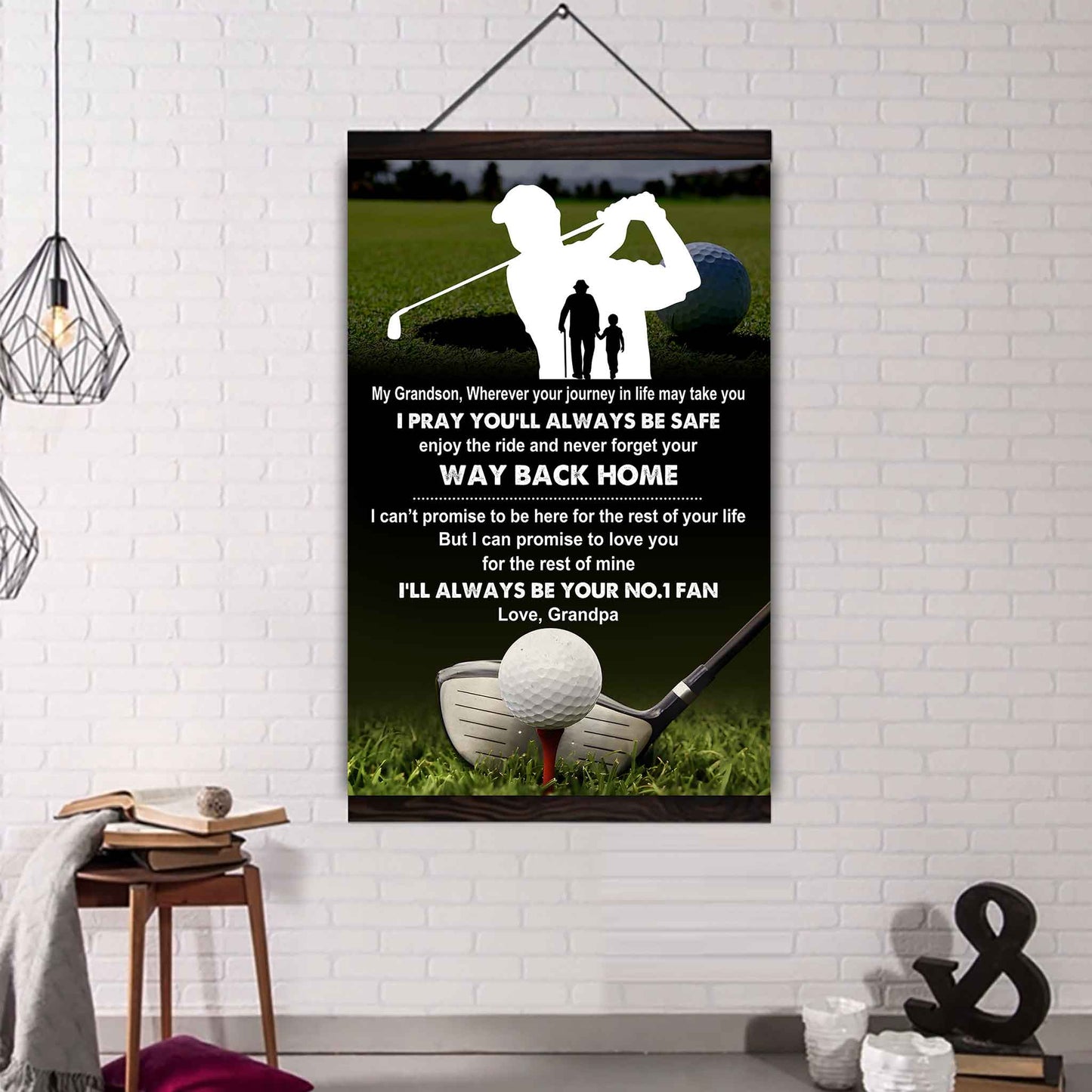 Baseball Poster Canvas Grandpa To Grandson - Never Forget Your Way Back Home I Will Always Your No 1 Fan