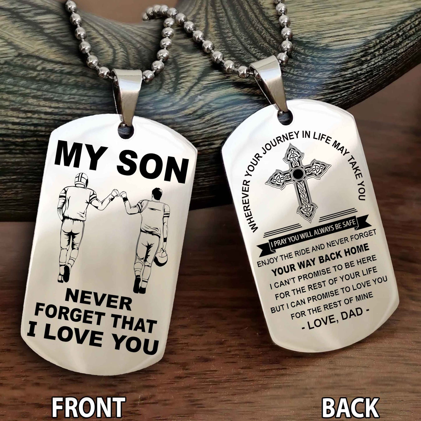 Special Version Double Side Dog Tag My Son Never Forget Your Way Back Home Cross Gift For You Son