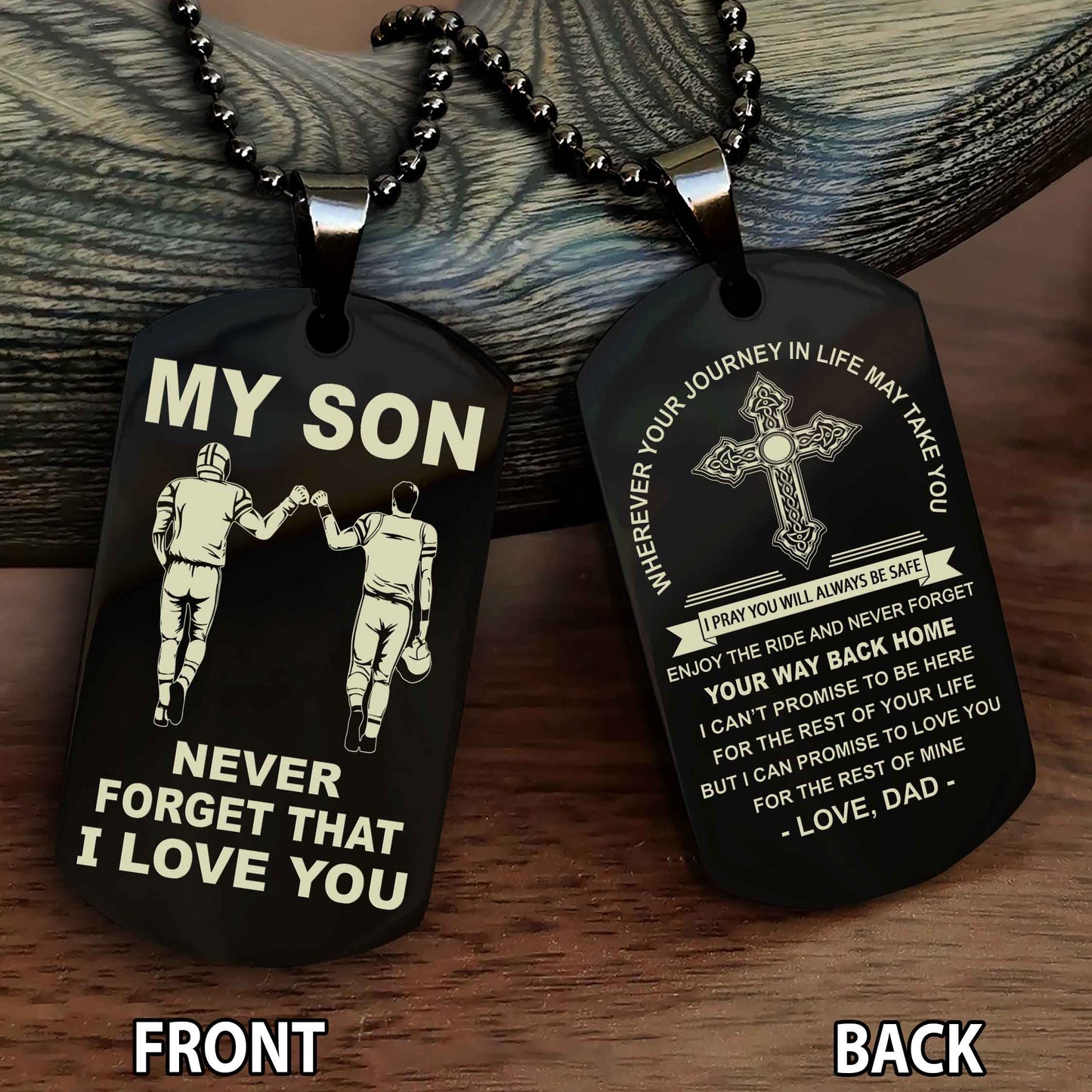 Special Version Double Side Dog Tag My Son Never Forget Your Way Back Home Cross Gift For You Son