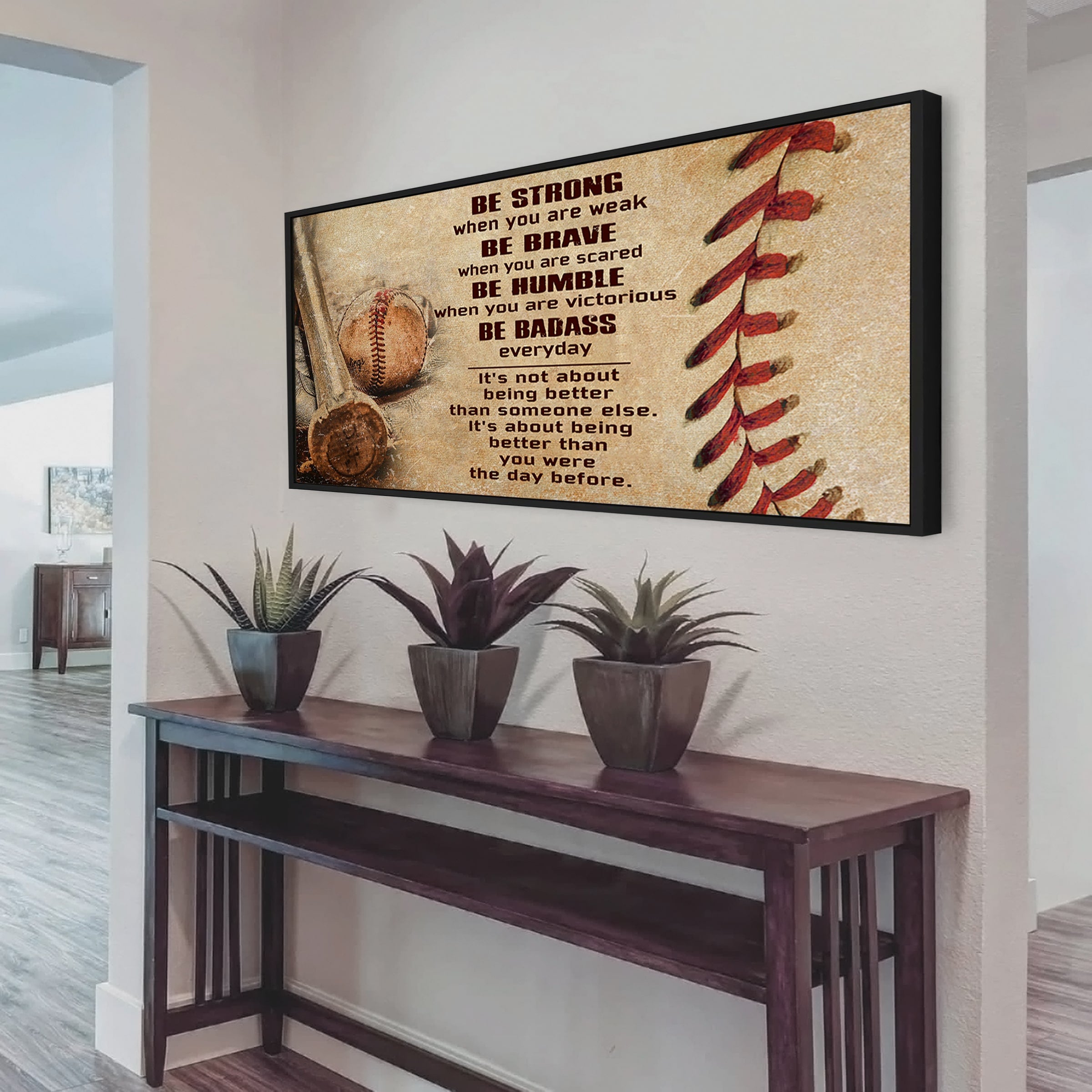 Customizable baseball poster canvas - It is not about better than someone else, It is about being better than you were the day before