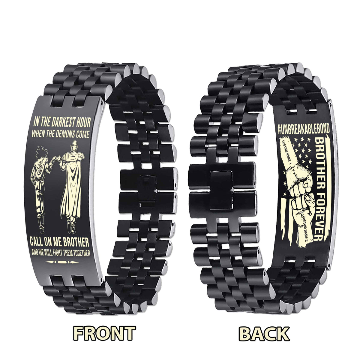 Warrior Customizable Engraved Double Sided Bracelet Unbreakable Bond Call On Me Brother And We Will Fight Them Together