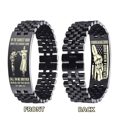 Warrior Customizable Engraved Double Sided Bracelet Unbreakable Bond Call On Me Brother And We Will Fight Them Together