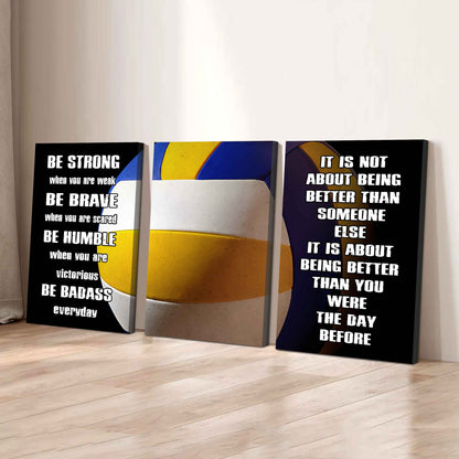Combo 3 Sport Poster Canvas Be Strong When You Are Weak Be Badass Everyday It's About Being Better Than You Were The Day Before