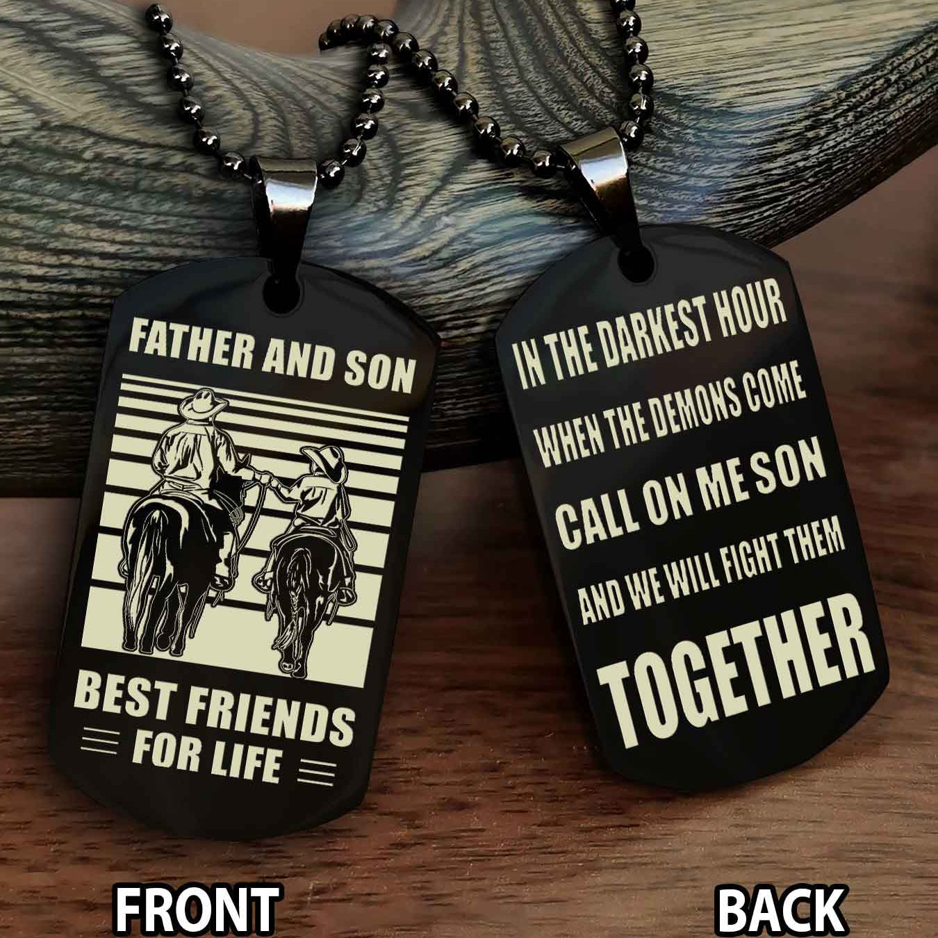 Cowboy Personalized Double Sided Dog Tag Call On Me Son And We Will Fight Them Together Gifts For Your Son From Dad