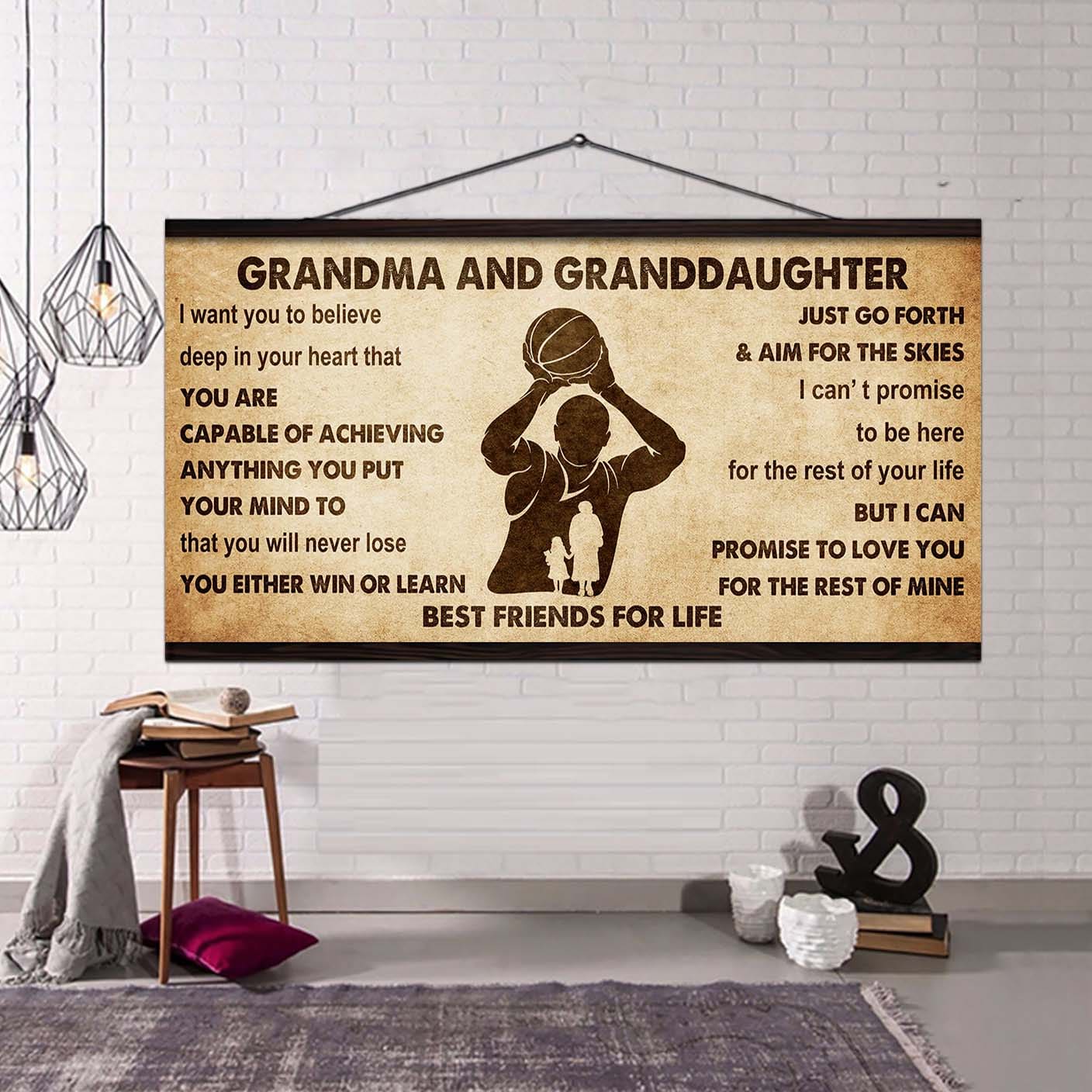 Personalized Grandma To Granddaughter Poster Canvas Grandma and Granddaughter Best Friends For Life - Message For Your Granddaughter Gifts For Her