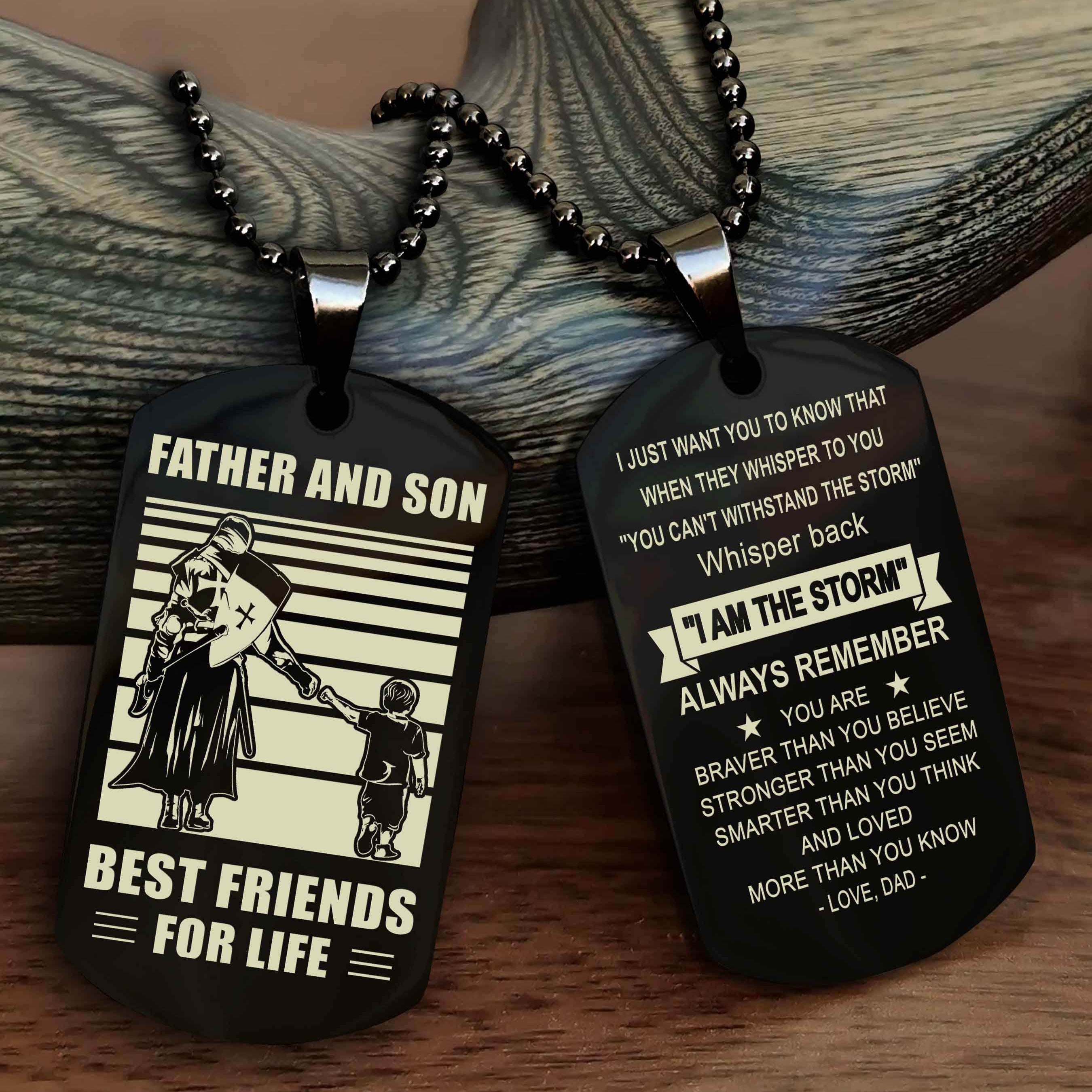 Cowboy Personalized Double Sided Dog Tag To My Son I Love You - Whisper Back I'm The Storm
