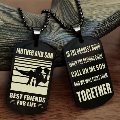 Sport Personalized Double Sided Dog Tag Father And Son Best Friend For Life - Call On Me Son