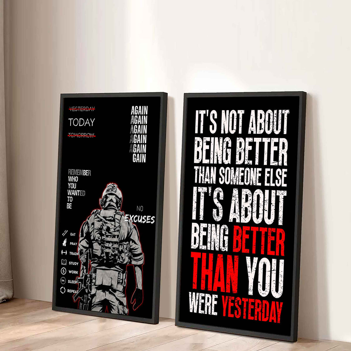 It's About Being Better Than You Were The Day Before Canvas Set Ready To Hang Gift For Your Son Your Friend