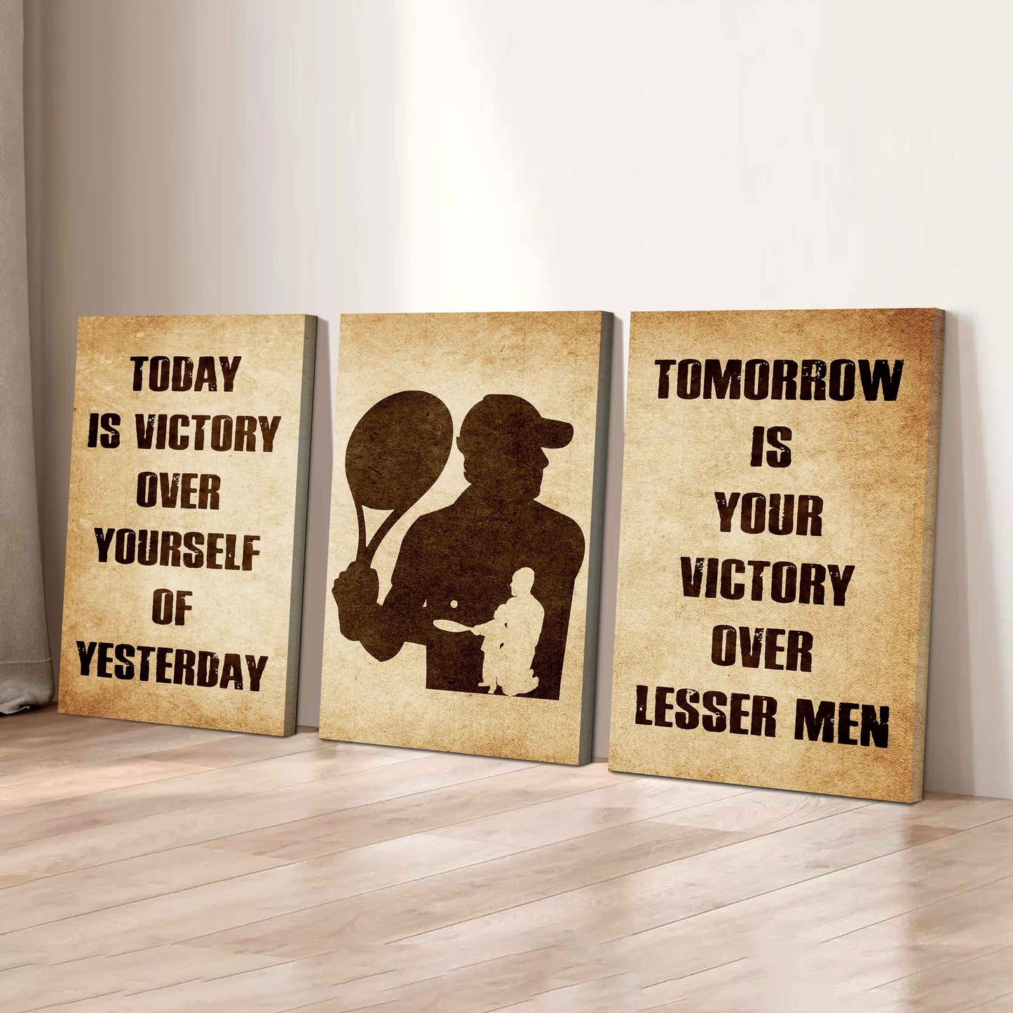 Combo 3 Warrior Canvas Poster Today Is Victory Over Yourself Of Yesterday Tomorrow Is Your Victory Over Lesser Men