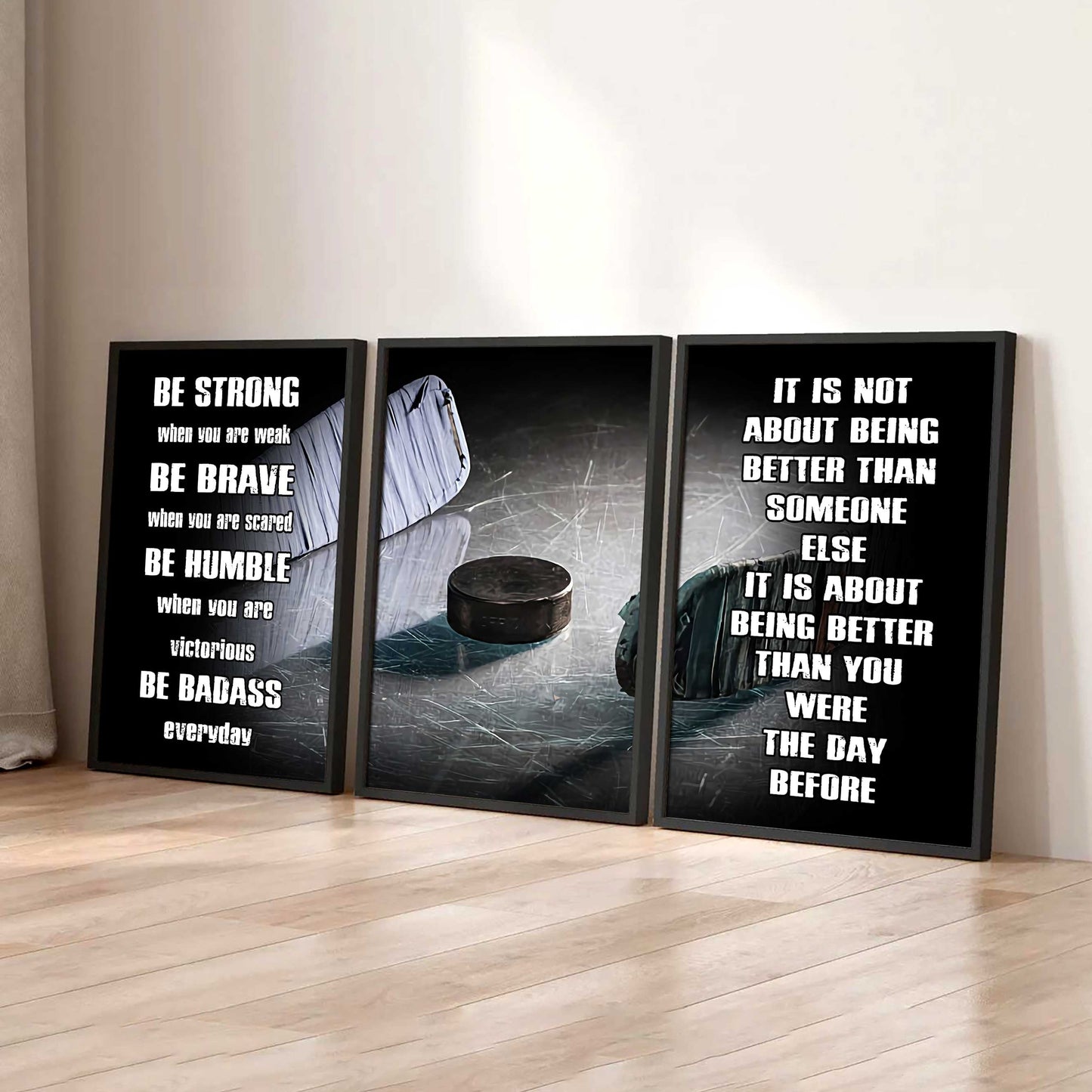 Combo 3 Sport Poster Canvas Be Strong When You Are Weak Be Badass Everyday It's About Being Better Than You Were The Day Before