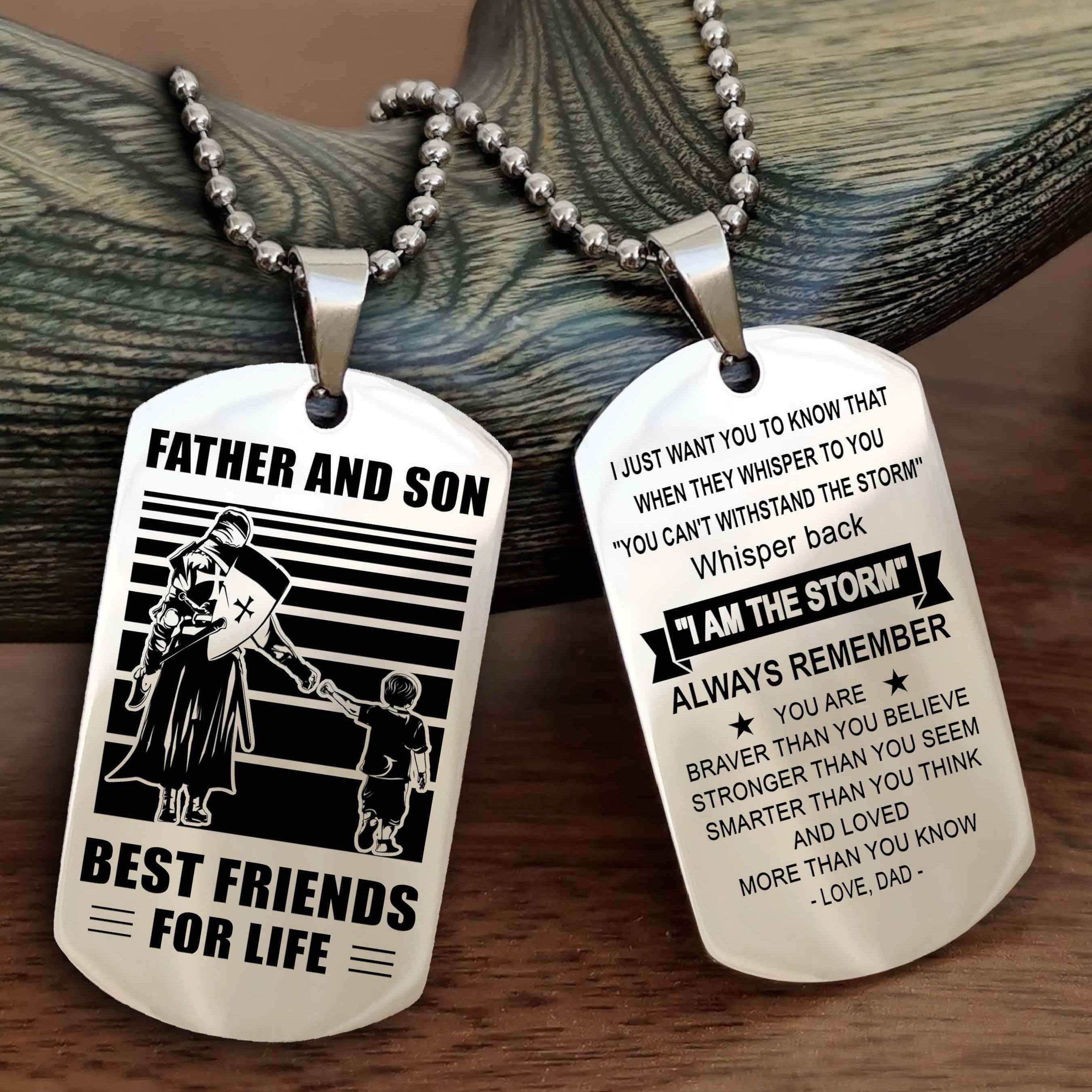 Cowboy Personalized Double Sided Dog Tag To My Son I Love You - Whisper Back I'm The Storm