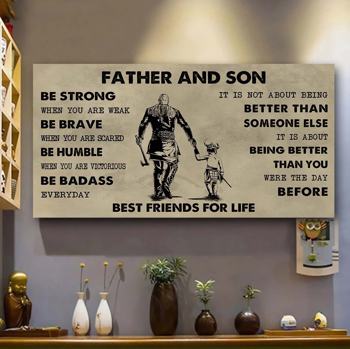 Biker Father And Daughter Best Friends For Life - Be Strong When You Are Weak Poster Canvas Gift For Son From Father
