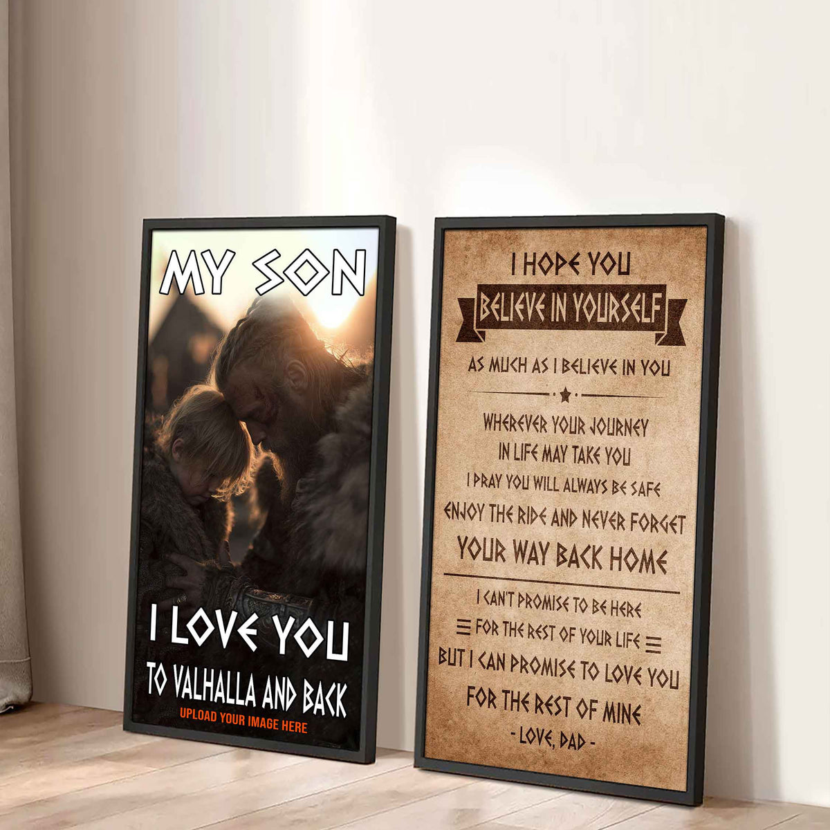 VK Canvas Set My Son I Love You Valhalla And Back Gift From Dad To Son