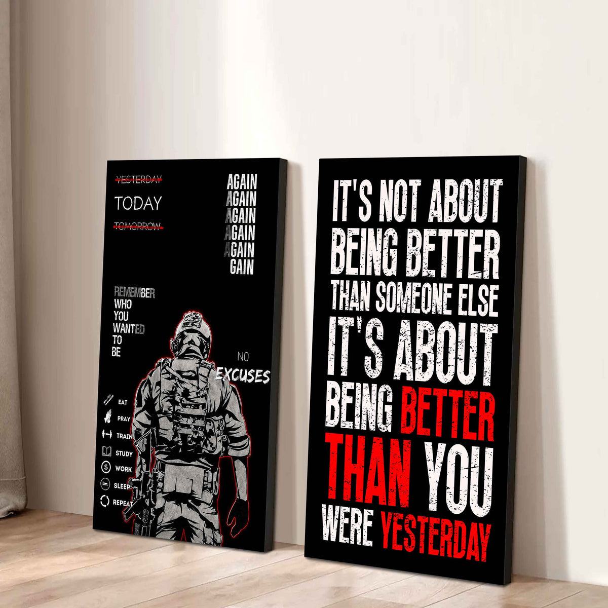 It's About Being Better Than You Were The Day Before Canvas Set Ready To Hang Gift For Your Son Your Friend