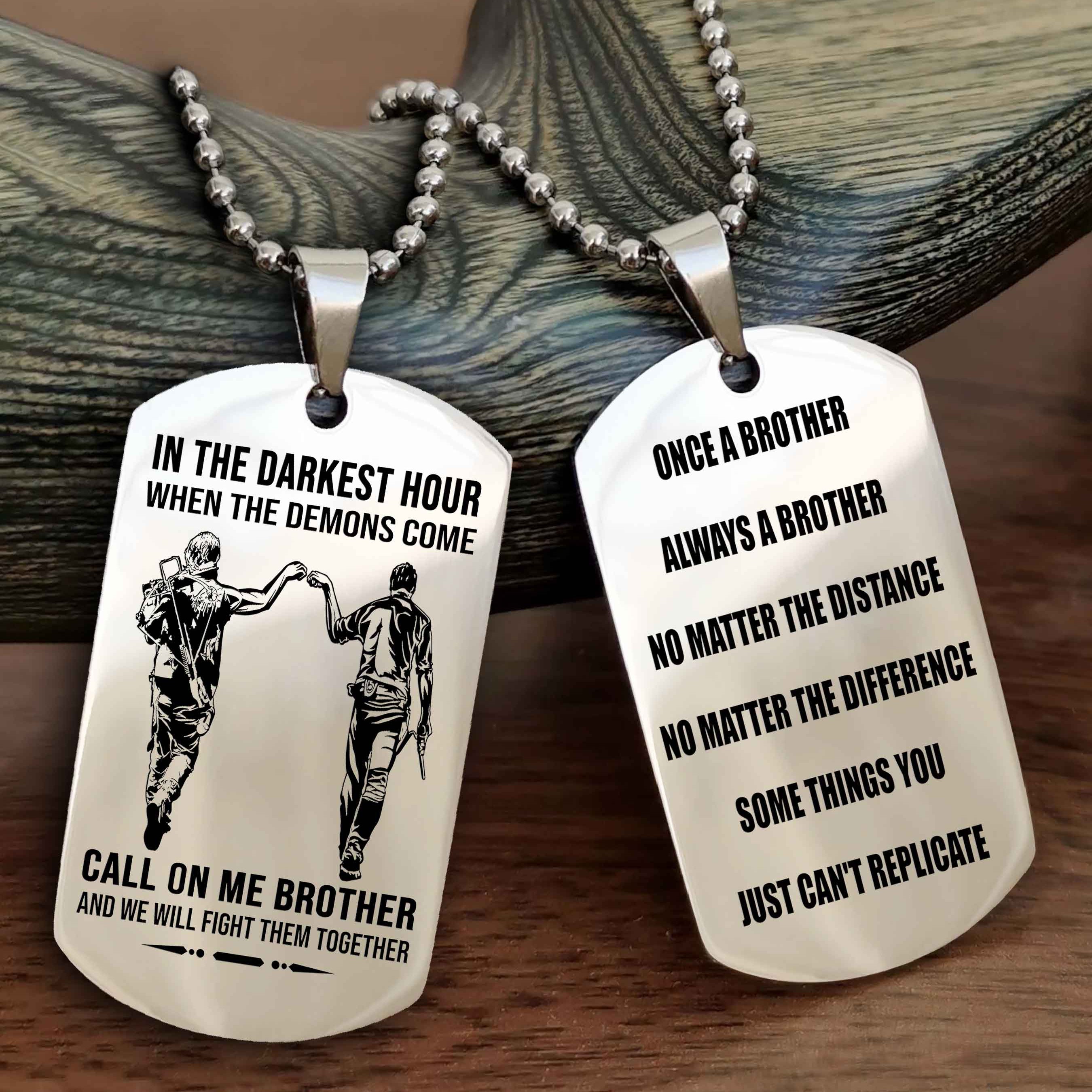 Cowboy Customizable engraved dog tag double sided gift from brother Once A Brother Always A Brother