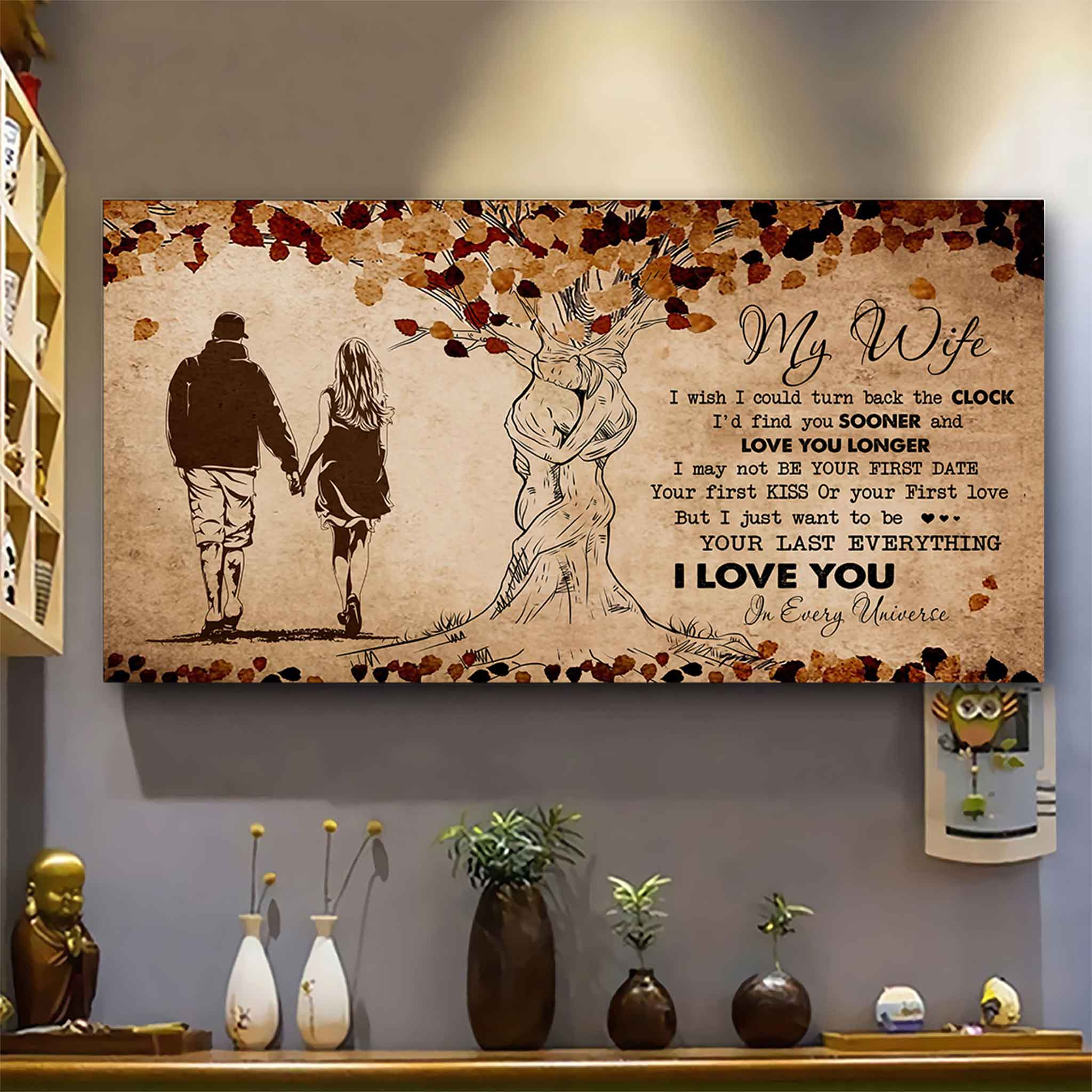 American Football Poster Canvas To My Wife I Wish I Could Turn Back The Clock - I Love You In Every Universe