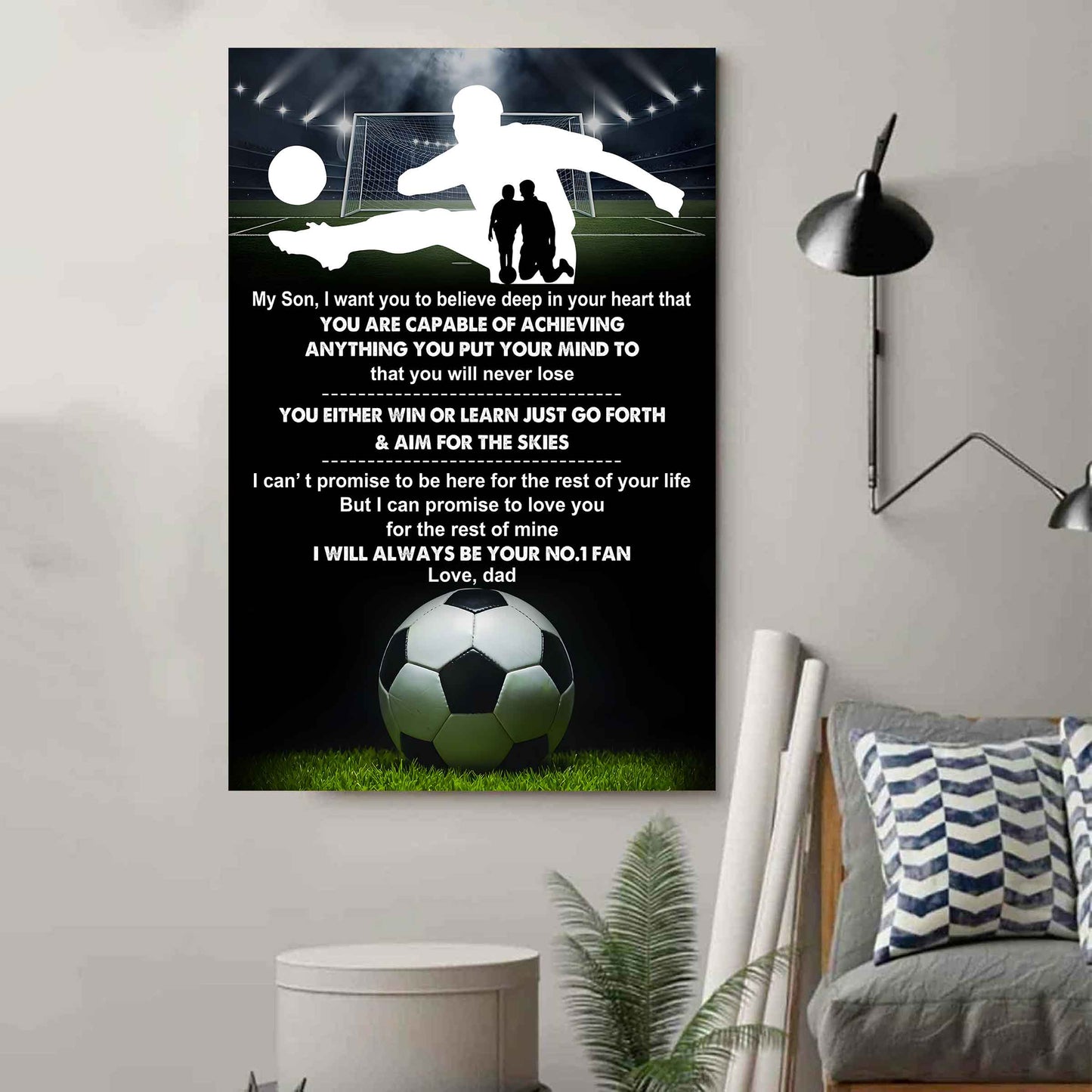 Baseball Poster Canvas Dad To Son - You Will Never Lose You Either Win Or Learn I Will Always Your No 1 Fan