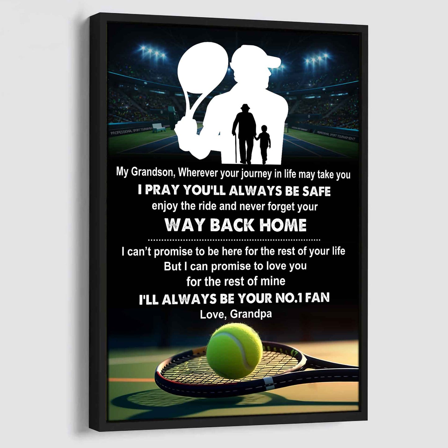 Baseball Poster Canvas Grandpa To Grandson - Never Forget Your Way Back Home I Will Always Your No 1 Fan