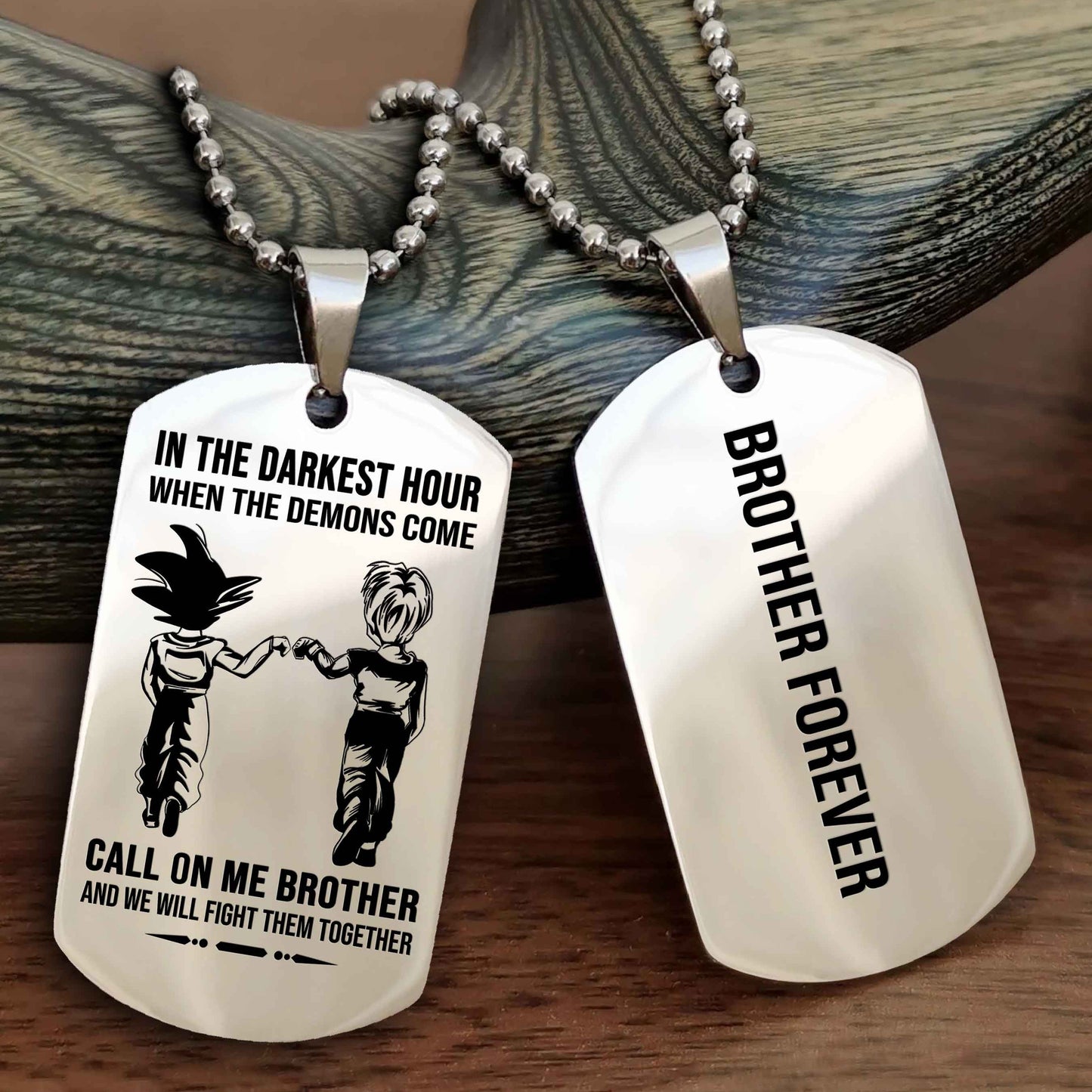 Biker Customizable engraved black dog tag double sided gift from brother, brother forevers