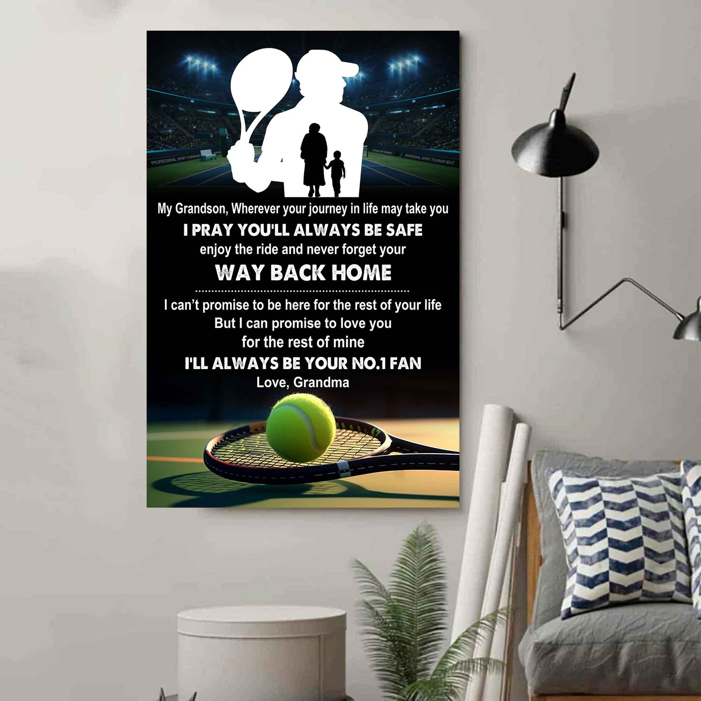 Baseball Poster Canvas Grandma To Grandson - Never Forget Your Way Back Home I Will Always Your No 1 Fan