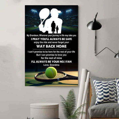 Baseball Poster Canvas Grandma To Grandson - Never Forget Your Way Back Home I Will Always Your No 1 Fan