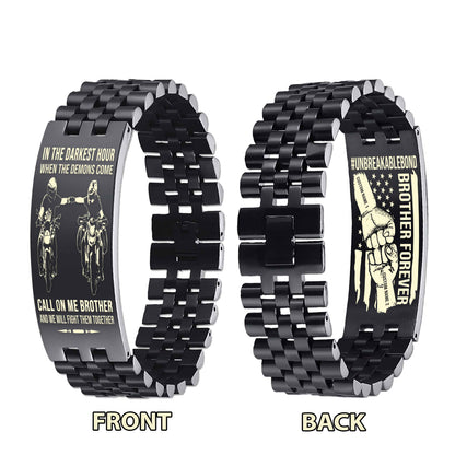 Warrior Customizable Engraved Double Sided Bracelet Unbreakable Bond Call On Me Brother And We Will Fight Them Together