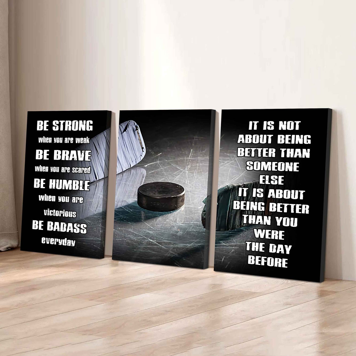 Combo 3 Sport Poster Canvas Be Strong When You Are Weak Be Badass Everyday It's About Being Better Than You Were The Day Before
