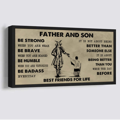 Biker Father And Daughter Best Friends For Life - Be Strong When You Are Weak Poster Canvas Gift For Son From Father