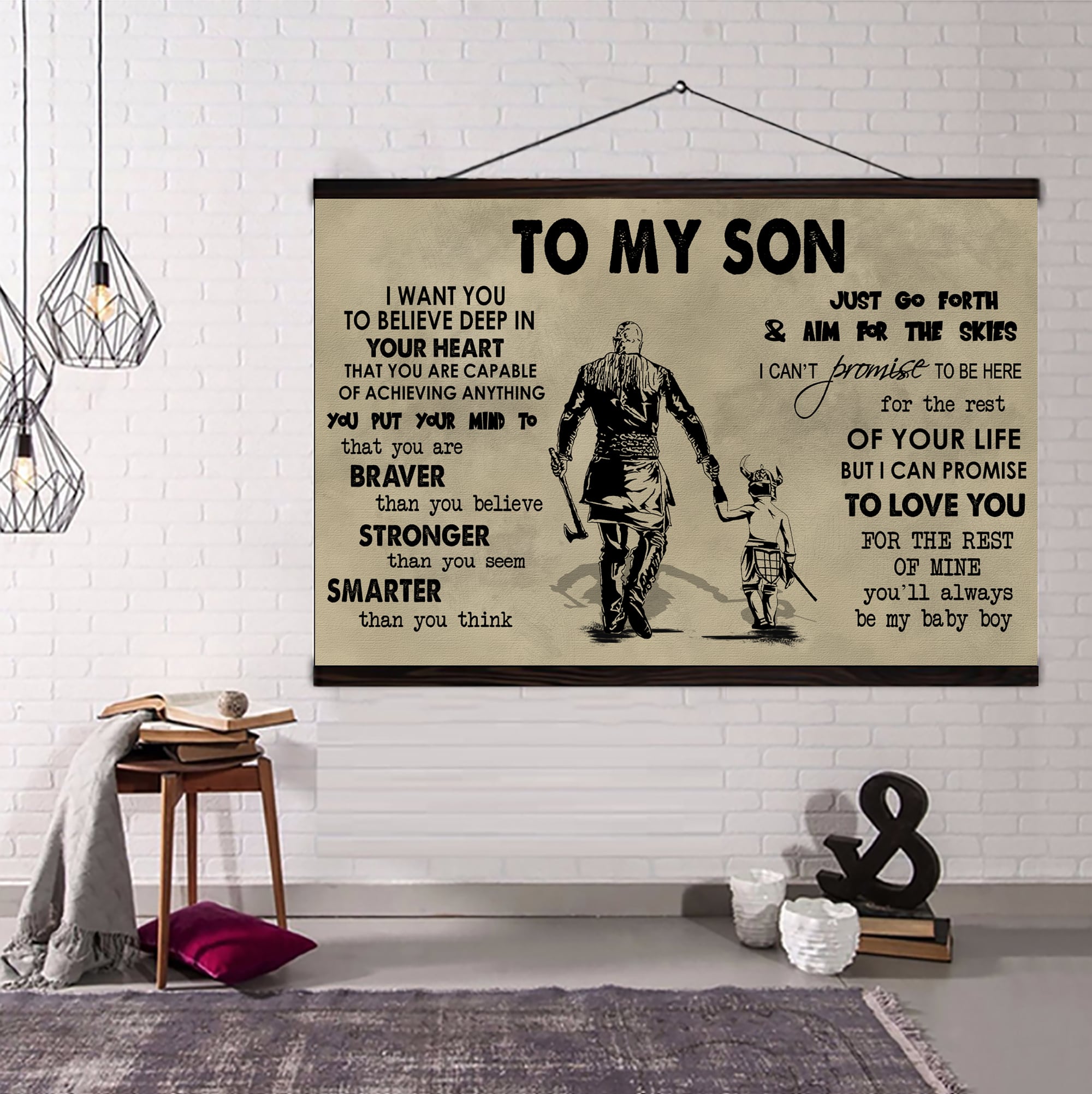 Canvas Poster Dad To Son You Are Braver Than You Believe You'll Always Be My Baby Boy