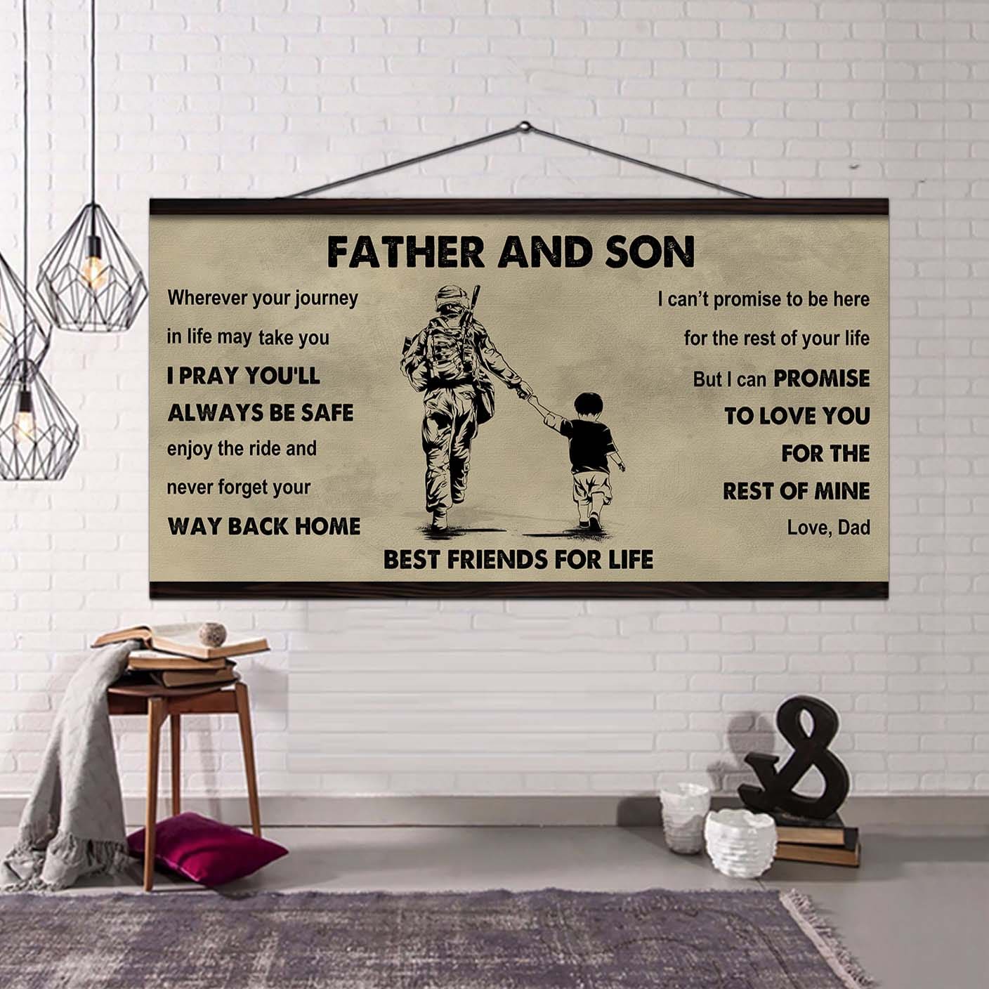 Biker Father And Son Best Friends For Life - Ver 2 Never Forget Your Way Back Home Poster Canvas Gift For Son From Father