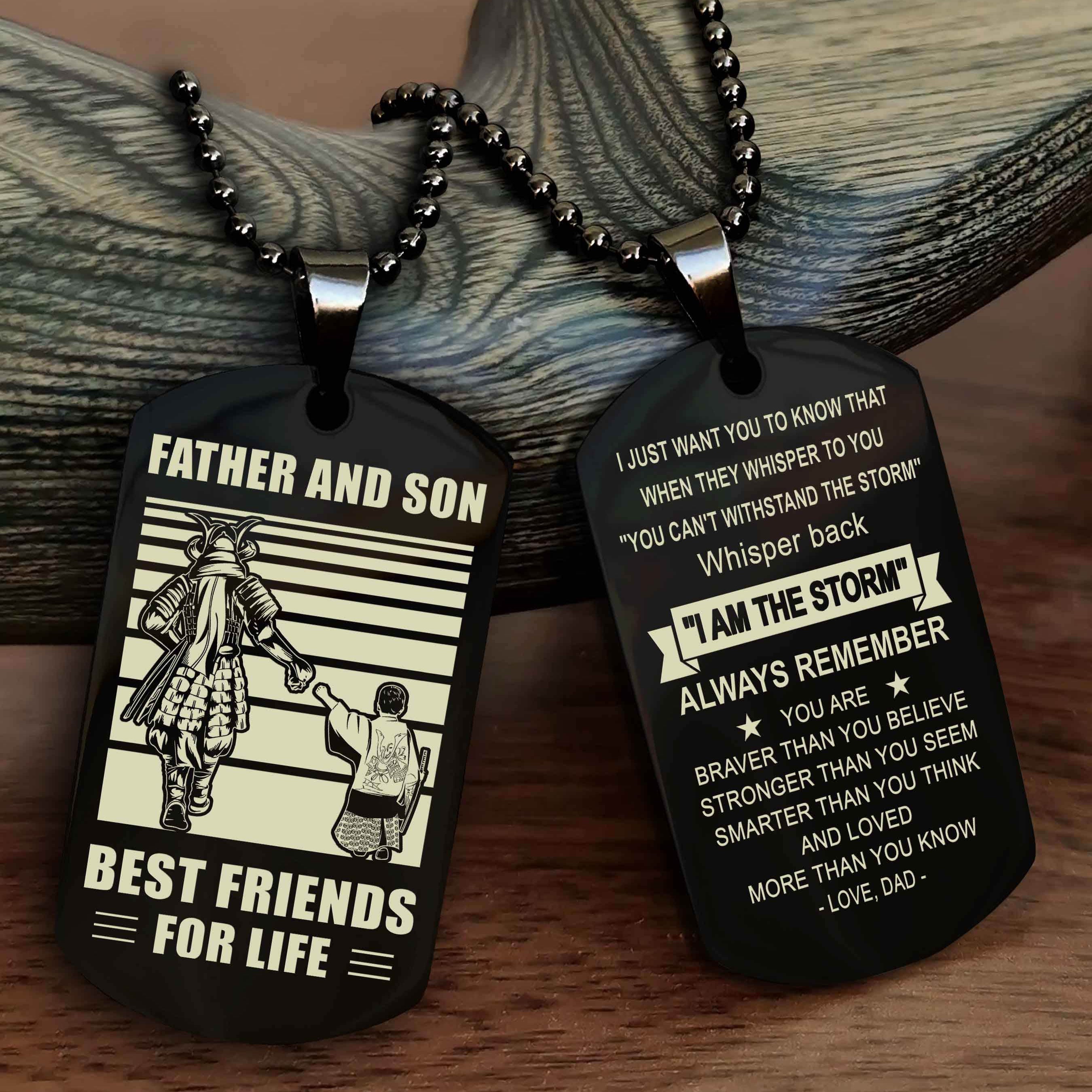 Cowboy Personalized Double Sided Dog Tag To My Son I Love You - Whisper Back I'm The Storm