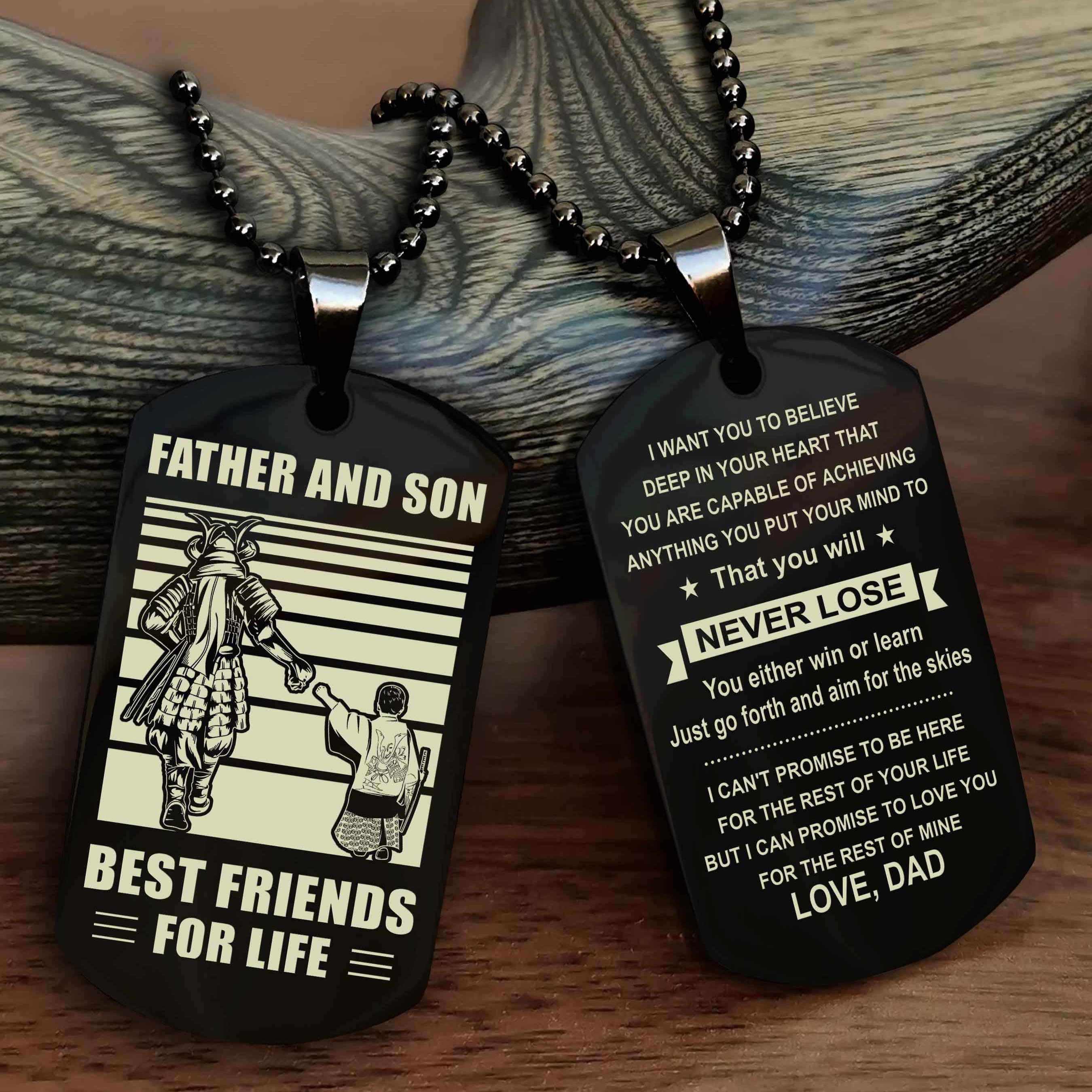 Cowboy Personalized Double Sided Dog Tag To My Son I Love You - You Will Never Lose You Either Win Or Learn From Dad To Son