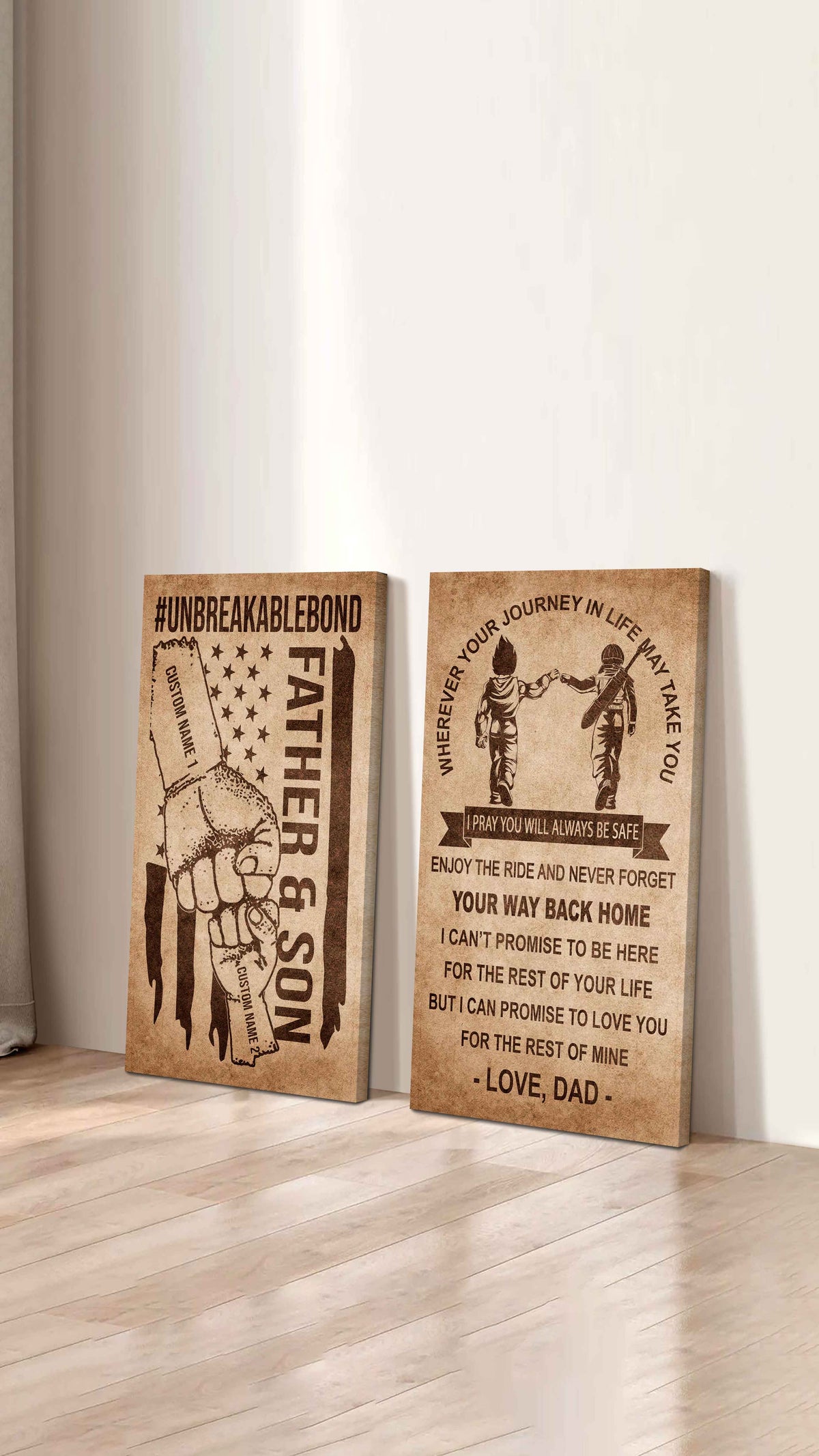 Father And Son Canvas Set To My Son Enjoy The Ride Never Forget Your Way Back Home