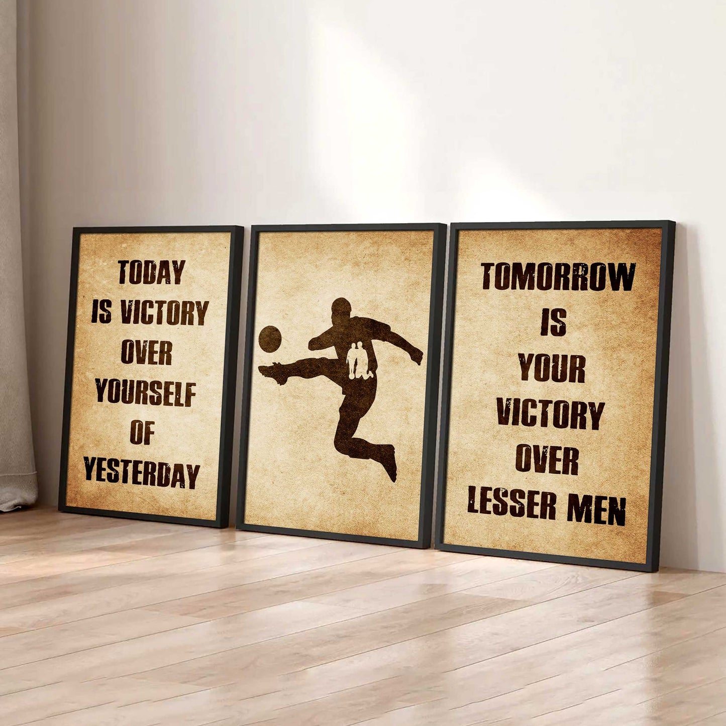 Combo 3 Warrior Canvas Poster Today Is Victory Over Yourself Of Yesterday Tomorrow Is Your Victory Over Lesser Men