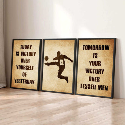 Combo 3 Warrior Canvas Poster Today Is Victory Over Yourself Of Yesterday Tomorrow Is Your Victory Over Lesser Men