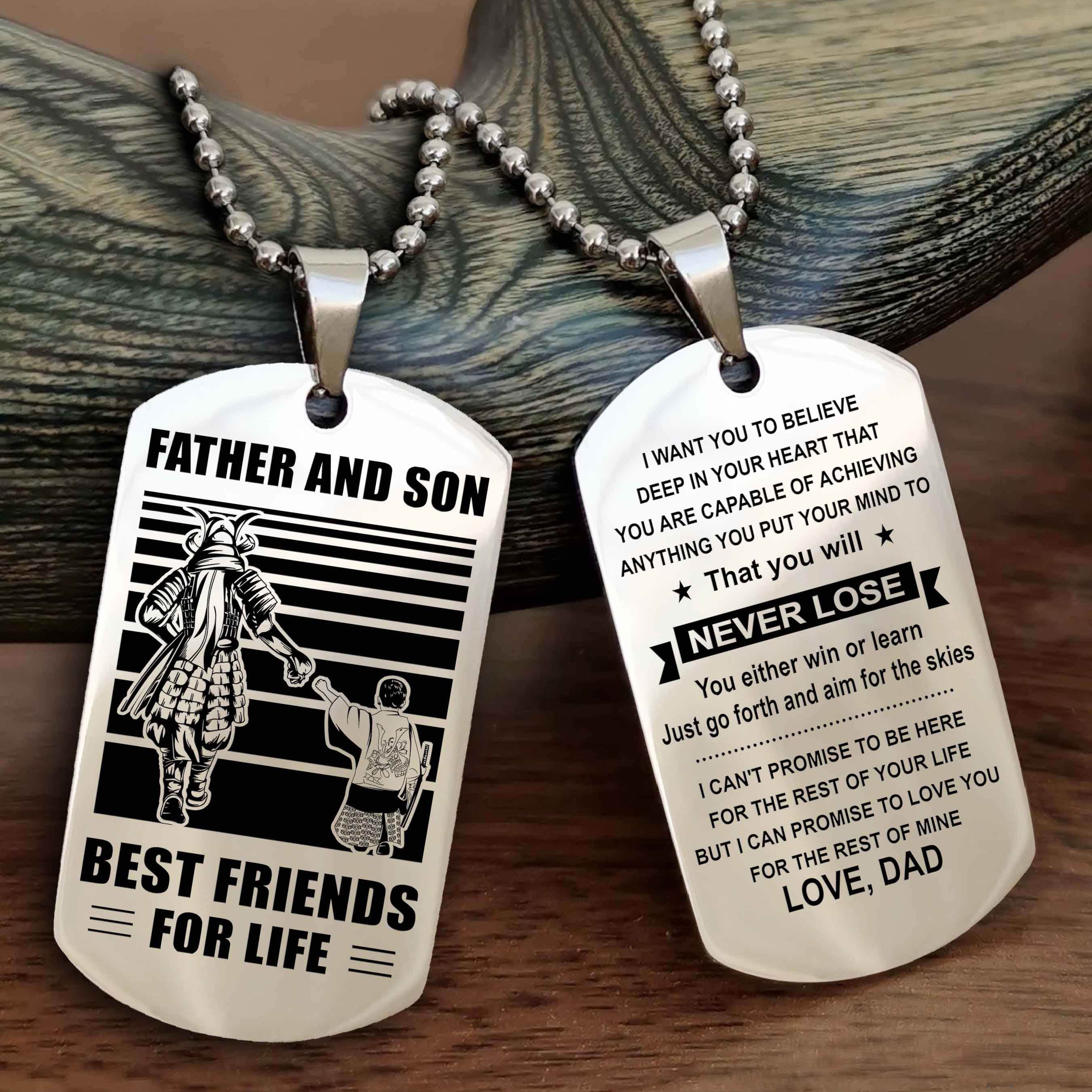 Cowboy Personalized Double Sided Dog Tag To My Son I Love You - You Will Never Lose You Either Win Or Learn From Dad To Son