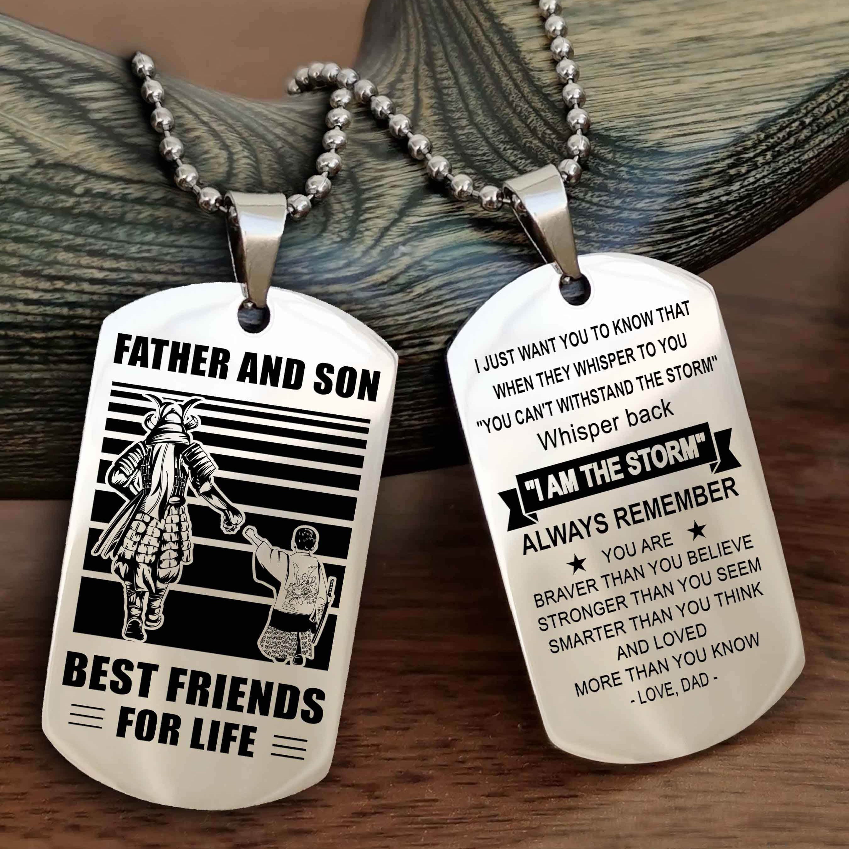Cowboy Personalized Double Sided Dog Tag To My Son I Love You - Whisper Back I'm The Storm