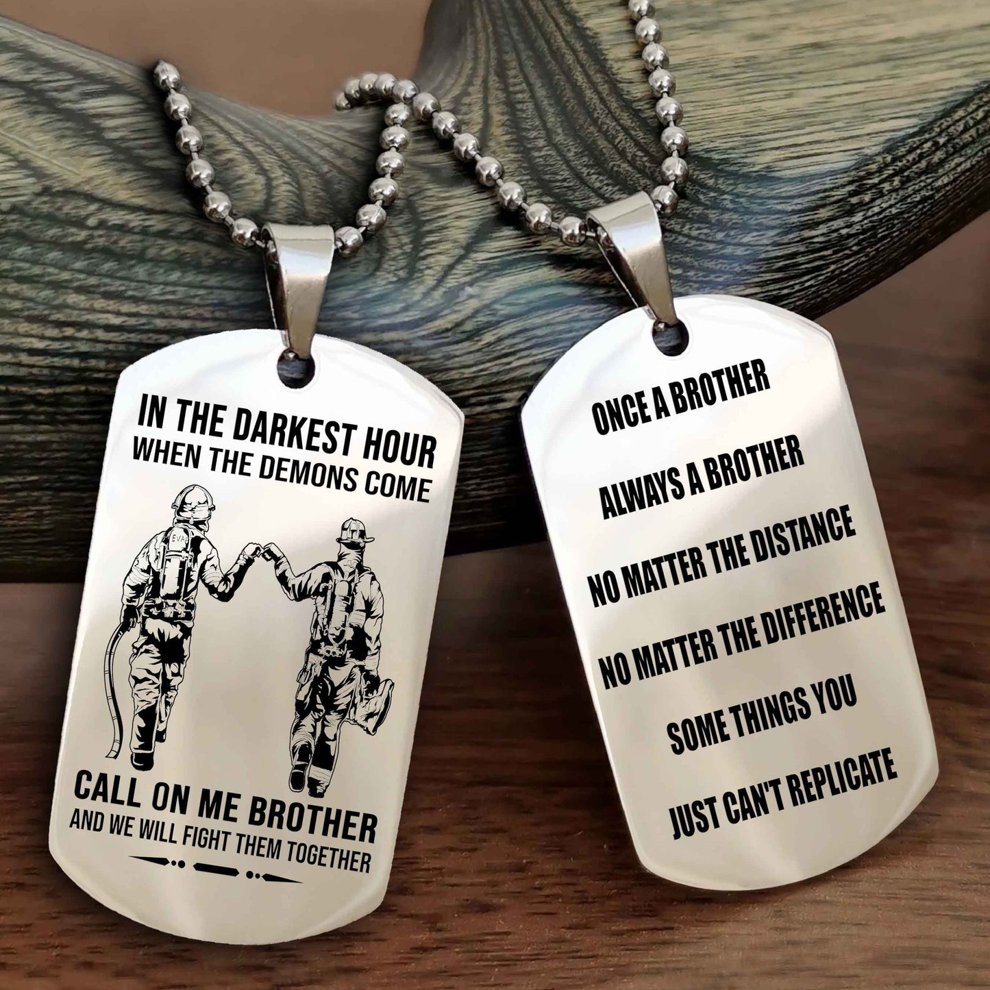 Soldier customizable engraved dog tag double sided gift from brother Once A Brother Always A Brother