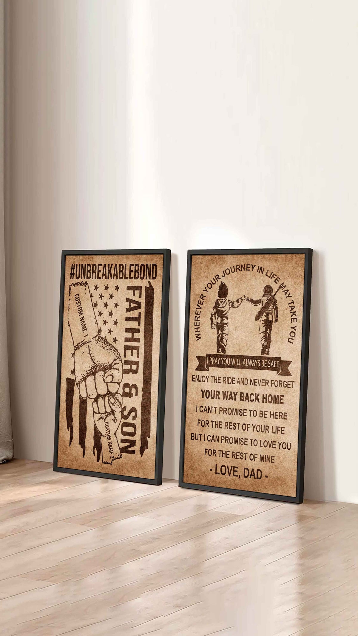 Father And Son Canvas Set To My Son Enjoy The Ride Never Forget Your Way Back Home