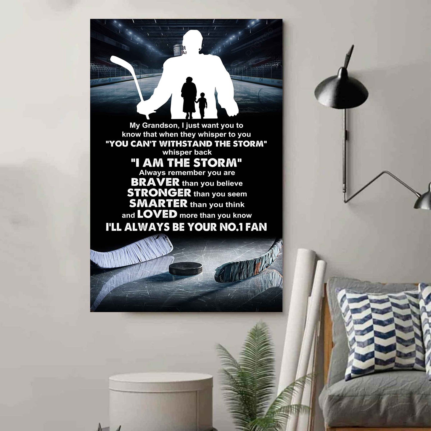 Baseball Poster Canvas Grandma To Grandson - Whisper Back I Am The Storm I Will Always Your No 1 Fan
