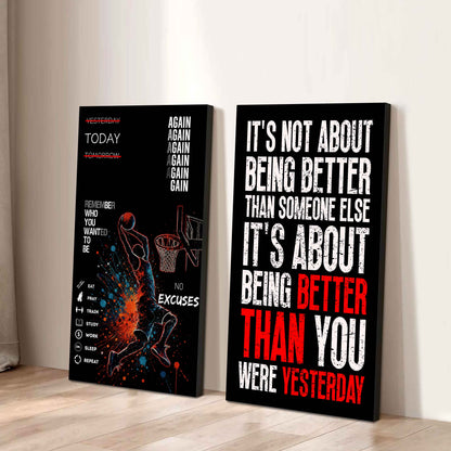 It's About Being Better Than You Were The Day Before Canvas Set Ready To Hang Gift For Your Son Your Friend