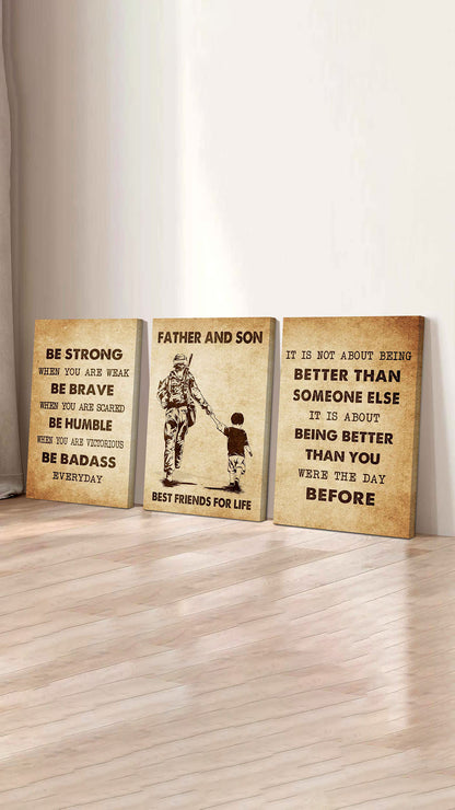 Combo 3 Biker Poster Canvas Be Strong When You Are Weak - It's Not About Being Better Than Someone Else It's About Being Better Than You Were The Day Before